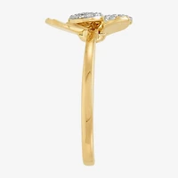 Flower (H-I,Si1-Si2) Womens 1/10 CT. T.W. Lab Grown White Diamond 14K Gold Over Silver Cocktail Ring