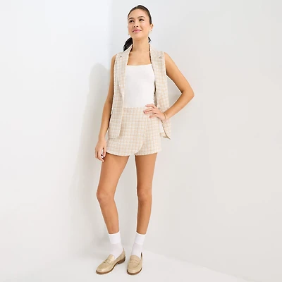 by&by Womens Juniors Mid Rise Wrap Skirt
