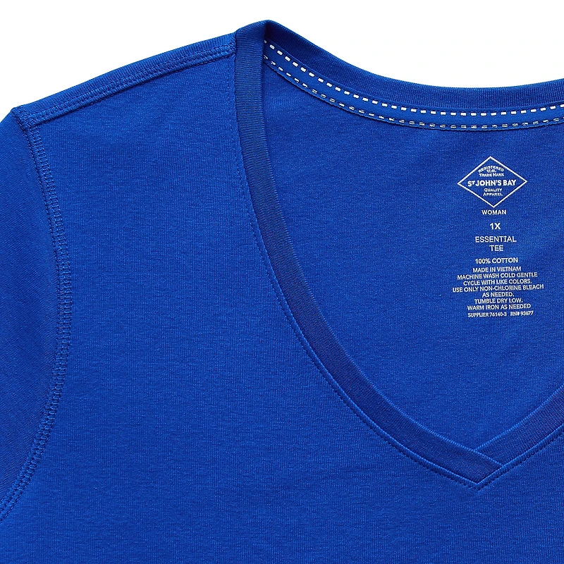 St. John's Bay Womens Plus Easy-on + Easy-off V Neck Short Sleeve Adaptive T-Shirt