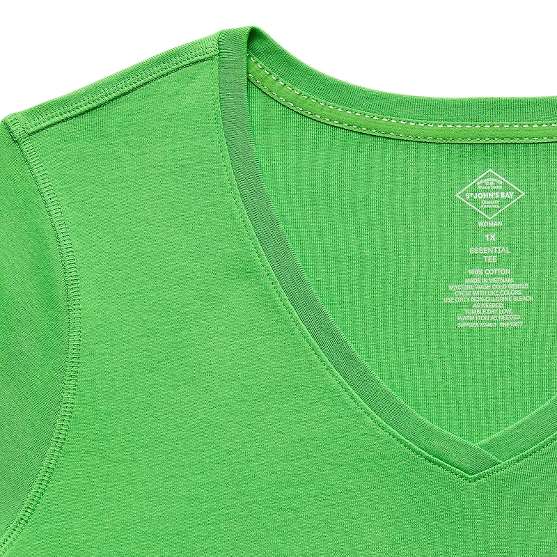 St. John's Bay Womens Plus Easy-on + Easy-off V Neck Short Sleeve Adaptive T-Shirt