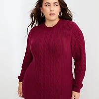 Bold Elements Womens Plus Long Sleeve Cut Outs Sweater Dress