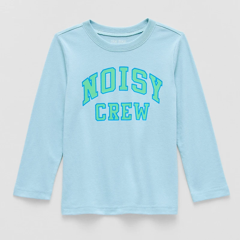 Okie Dokie Toddler & Little Boys Crew Neck Long Sleeve Regular Fit Graphic T-Shirt