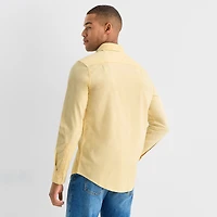 St. John's Bay Washed Oxford Mens Long Sleeve Classic Fit Stretch Fabric Button-Down Shirt
