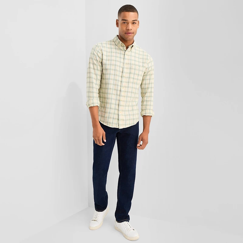 mutual weave Mens Long Sleeve Classic Fit Button-Down Shirt