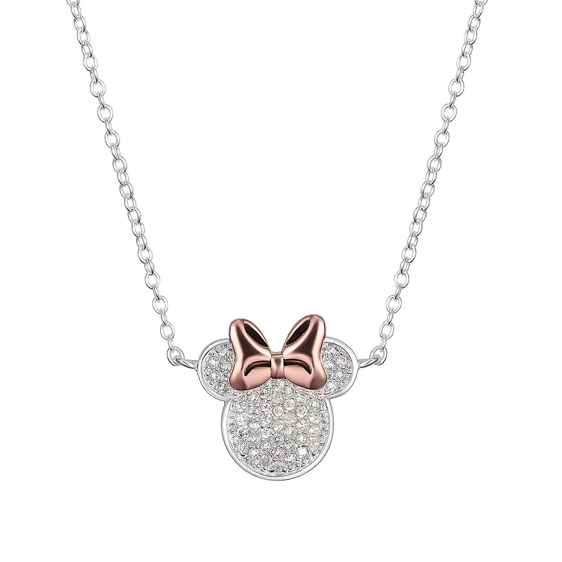 Disney Classics Womens Cubic Zirconia Pure Silver Over Brass 18 Inch Pendant Necklace