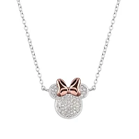 Disney Classics Womens Cubic Zirconia Pure Silver Over Brass 18 Inch Pendant Necklace