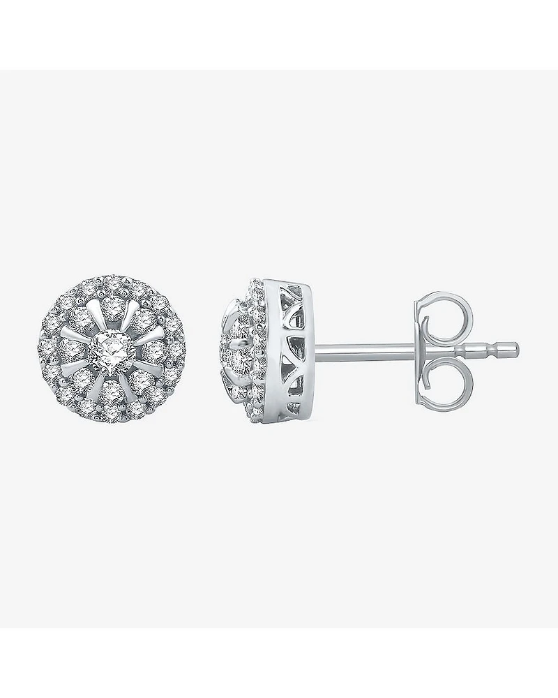 1/2 CT. T.W. Natural White Diamond 10K White Gold 7.9mm Round Stud Earrings
