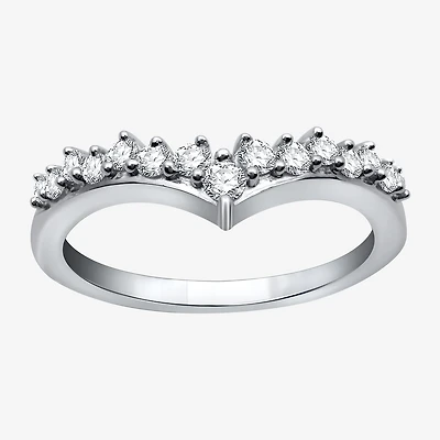(H-I / I1) Womens 1/3 CT. T.W. Lab Grown White Diamond 10K Gold Chevron Wedding Band
