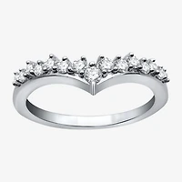 (H-I / I1) Womens 1/3 CT. T.W. Lab Grown White Diamond 10K Gold Chevron Wedding Band
