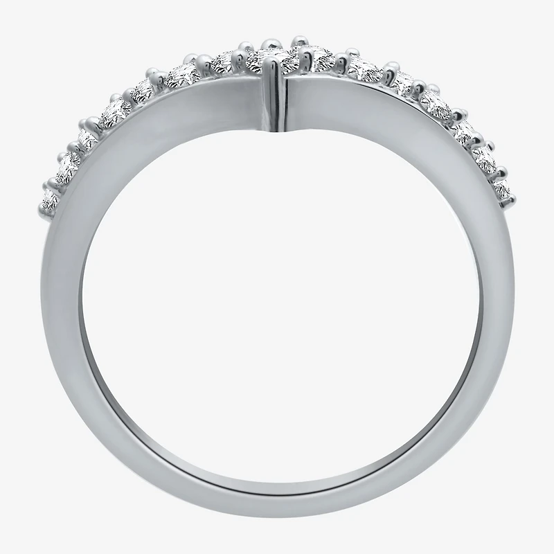 (H-I / I1) Womens 1/3 CT. T.W. Lab Grown White Diamond 10K Gold Chevron Wedding Band