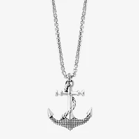 Effy Final Call Mens Sterling Silver Anchor 22 Inch Pendant Necklace