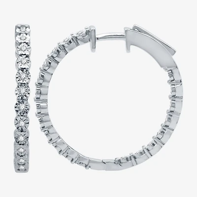 (H-I / I1) Womens 1/4 CT. T.W. Lab Grown Diamond Sterling Silver 24.9mm Hoop Earrings
