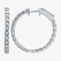 (H-I / I1) Womens 1/4 CT. T.W. Lab Grown Diamond Sterling Silver 24.9mm Hoop Earrings