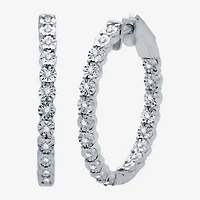(H-I / I1) Womens 1/4 CT. T.W. Lab Grown Diamond Sterling Silver 24.9mm Hoop Earrings