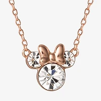 Disney Collection Girls White Crystal 14K Rose Gold Over Silver 15 Inch Pendant Necklace