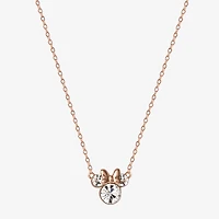 Disney Collection Girls White Crystal 14K Rose Gold Over Silver 15 Inch Pendant Necklace