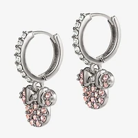 Disney Collection Pink Cubic Zirconia Sterling Silver 16.2mm Minnie Mouse Stud Earrings
