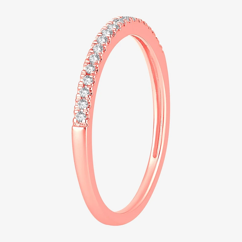 Womens 1/10 CT. T.W. Genuine White Diamond 10K Gold Wedding Band