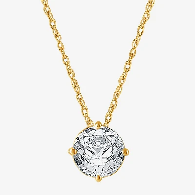 Ever Star (H-I / Si2-I1) Womens 1 CT. Lab Grown White Diamond 10K Gold Round 18 Inch Pendant Necklace
