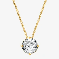 Ever Star (H-I / Si2-I1) Womens 1 CT. Lab Grown White Diamond 10K Gold Round 18 Inch Pendant Necklace