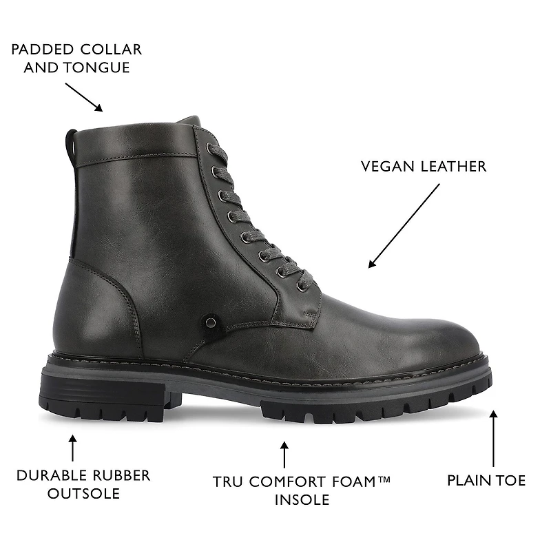 Vance Co Mens Denver Block Heel Lace-Up Boots