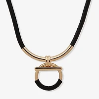 Worthington Gold Tone & Black Woven Womens 17 Inch Pendant Necklace