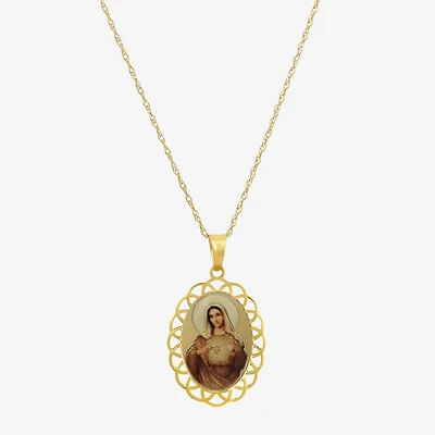 Immaculate Heart Of Mary Womens 14K Gold Oval 18 Inch Pendant Necklace