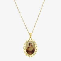 Immaculate Heart Of Mary Womens 14K Gold Oval 18 Inch Pendant Necklace