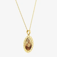 Immaculate Heart Of Mary Womens 14K Gold Oval 18 Inch Pendant Necklace