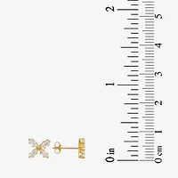 Cubic Zirconia 10K Gold 7.3mm Flower Stud Earrings