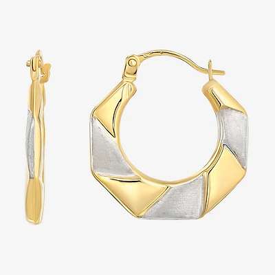 Womens 14K Two Tone Gold 19mm Round Hoop Earrings