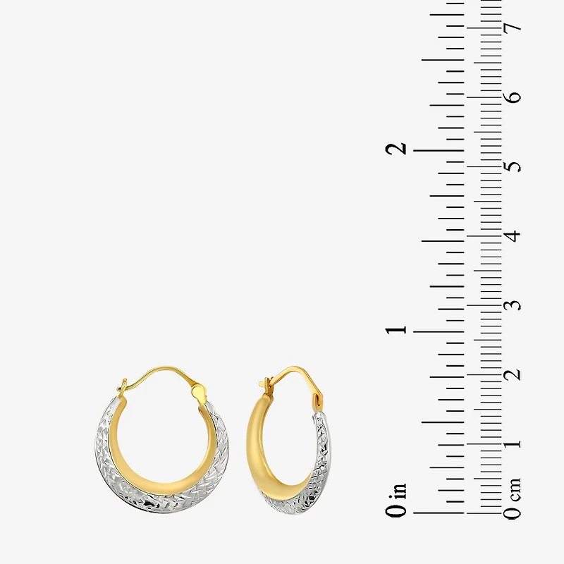 Womens 14K Two Tone Gold 20.9mm Round Hoop Earrings
