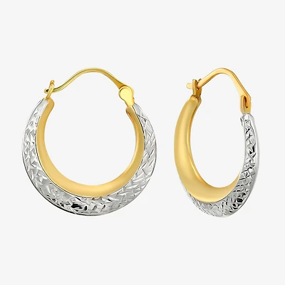 Womens 14K Two Tone Gold 20.9mm Round Hoop Earrings