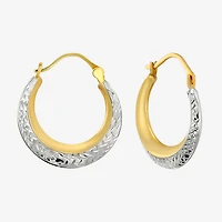 Womens 14K Two Tone Gold 20.9mm Round Hoop Earrings