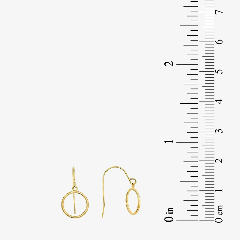 Womens 14K Gold Circle Drop Earrings