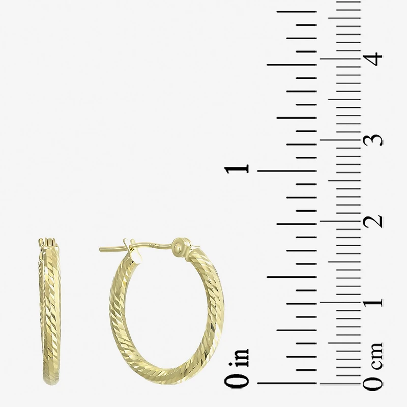 Diamond Cut Womens 14K Gold 18mm Hoop Earrings