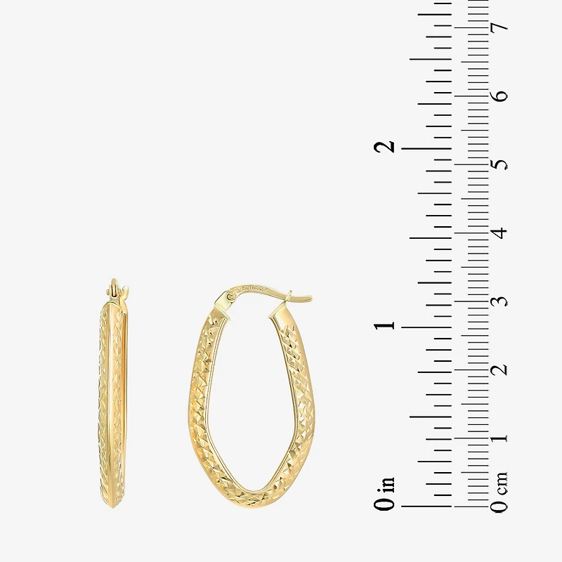 Womens 14K Gold 31mm Oval Hoop Earrings
