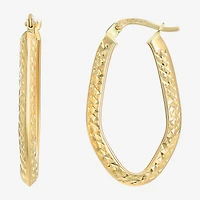 Womens 14K Gold 31mm Oval Hoop Earrings