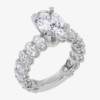 Signature By Modern Bride (G / Vs2-Si1) Womens 5 CT. T.W. Lab Grown White Diamond 14K Gold Oval Side Stone Engagement Ring