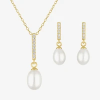 Yes, Please! Womens White Cultured Freshwater Pearl 2-pc. Pendant Necklace Set