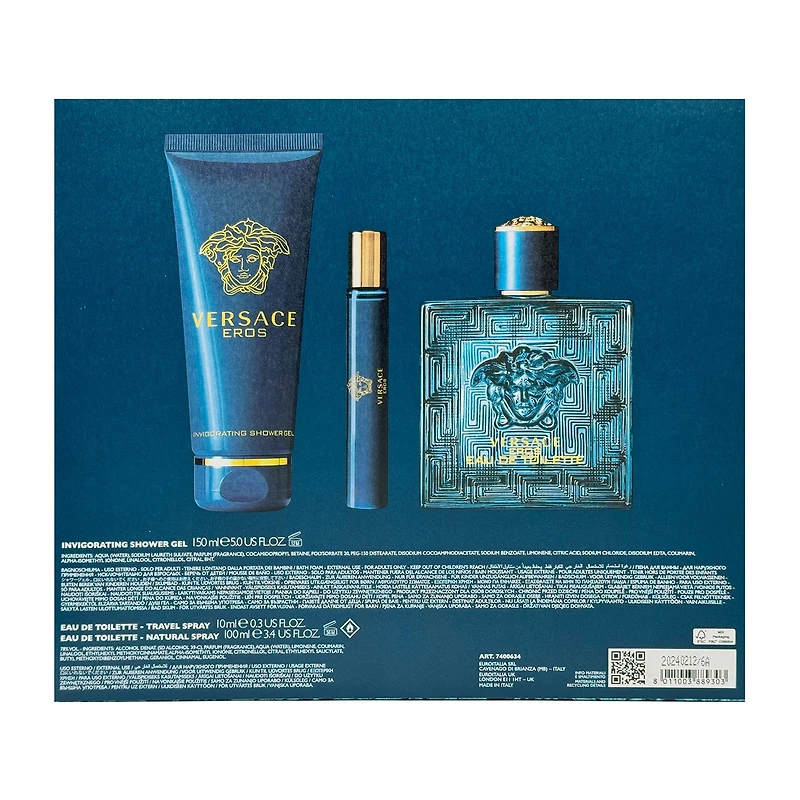 Versace Eros For Men Eau De Toilette 3-Pc Gift Set ($160 Value)