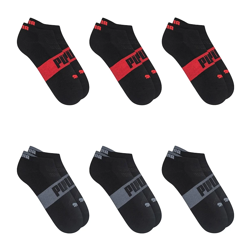 PUMA Ultimate Training Heel Tab Mens Breathable Multi-Pack 6 Pair Low Cut Socks