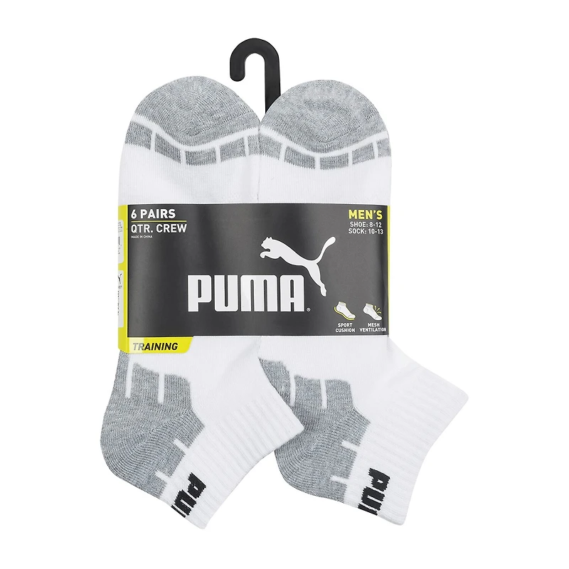 PUMA Ultimate Training Mens Breathable Multi-Pack 6 Pair Quarter Ankle Socks