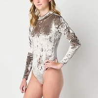 Arizona Velvet Womens Juniors Mock Neck Long Sleeve Bodysuit
