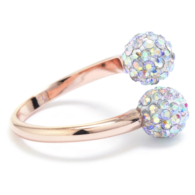 Sparkle Allure Womens Mystic Fire Crystal 14k Rose Gold Over Brass Bypass Cocktail Ring