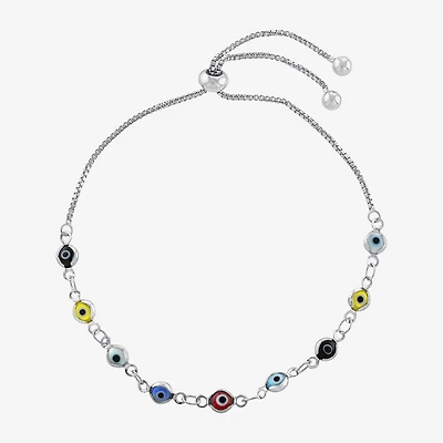 Silver Reflections Guardian Eye Womens Multi Color Evil Eye Round Bolo Bracelet