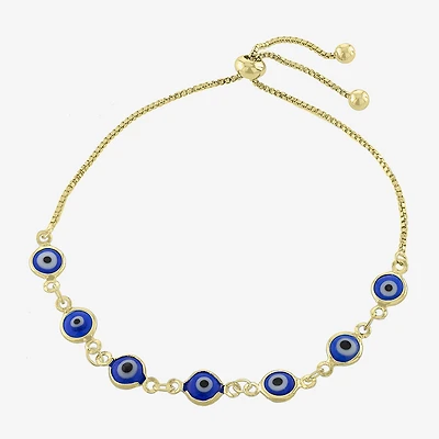 Silver Reflections Guardian Eye 10 Inch Link Evil Eye Round Bolo Bracelet
