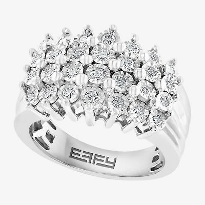 Effy Final Call Womens 3.5MM 1/2 CT. T.W. Natural Diamond Sterling Silver Cluster Band