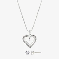 Sparkle Allure Womens Cubic Zirconia Pure Silver Over Brass Heart 2-pc. Jewelry Set