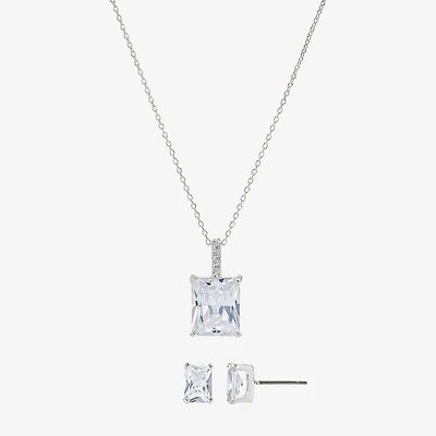 Sparkle Allure Womens Crystal Pure Silver Over Brass Rectangular 2-pc. Jewelry Set